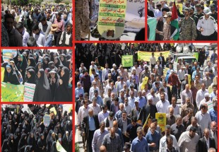 حضور پرشور و انقلابي مردم شهرستان بن در راهپيمايي روز قدس+تصاوير