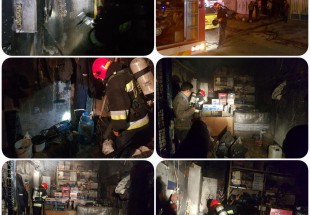 آتش سوزي مغازه باطري فروشي در بروجن/آتش نشانان مانع از گسترش حريق شدند