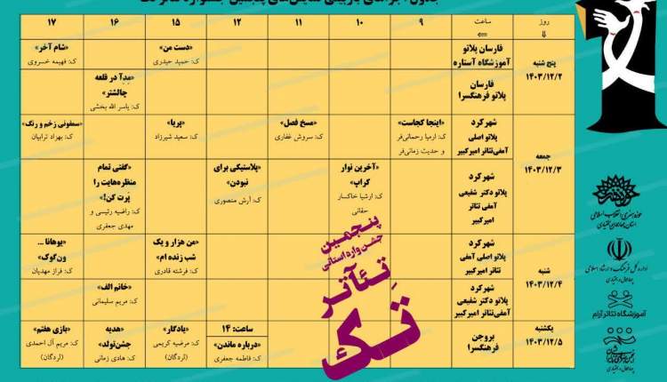 جدول بازبینی نمایش‌های جشنواره تئاتر منتشر شد